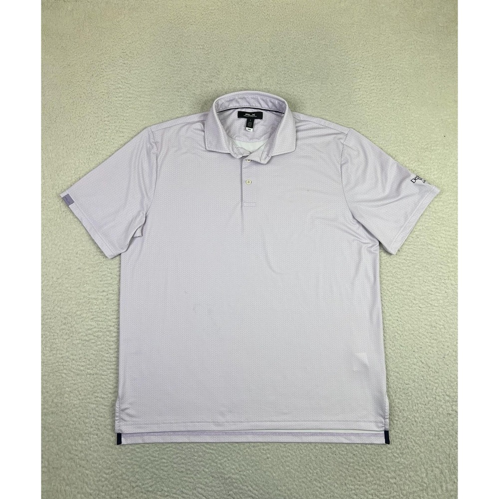 RLX Ralph Lauren Polo Shirt Mens Large Lavender Micro Print Golf Desert Willow